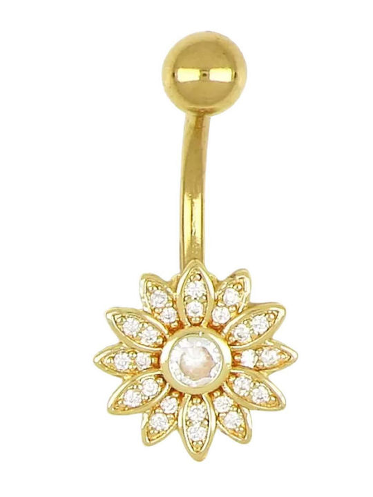 Poco Loco Belly Button Piercing Earring from Gold Plated Steel 10 x 1.6mm White Poco Loco Belly Button Piercing Earring from Gold Plated Steel 10 x 1.6mm White