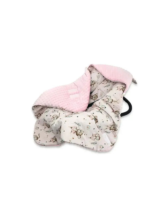 MimiNu Pătură Tip Swaddling și Leagăn Din Bumbac Roz 90x90 cm