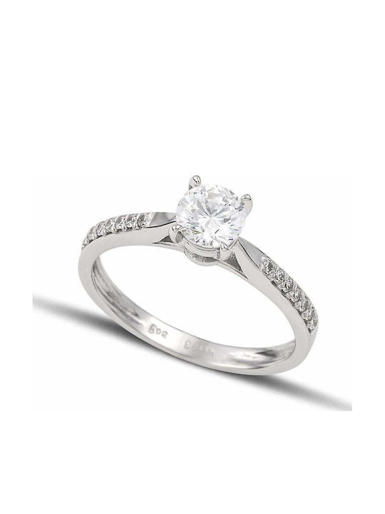 Themelidis Jewels Inel Din Aur Alb 18K Cu Diamant