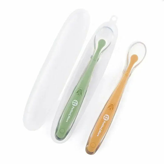 Petite & Mars Baby Set von Löffeln mit Wärmeempfindlich für 6+ Monate Grüne 2 Stücke