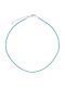 Theodora's Jewellery Necklace From Pink Gold Plated Steel With Pearls & Light Blue Zircon JT-K120925-Light Blue