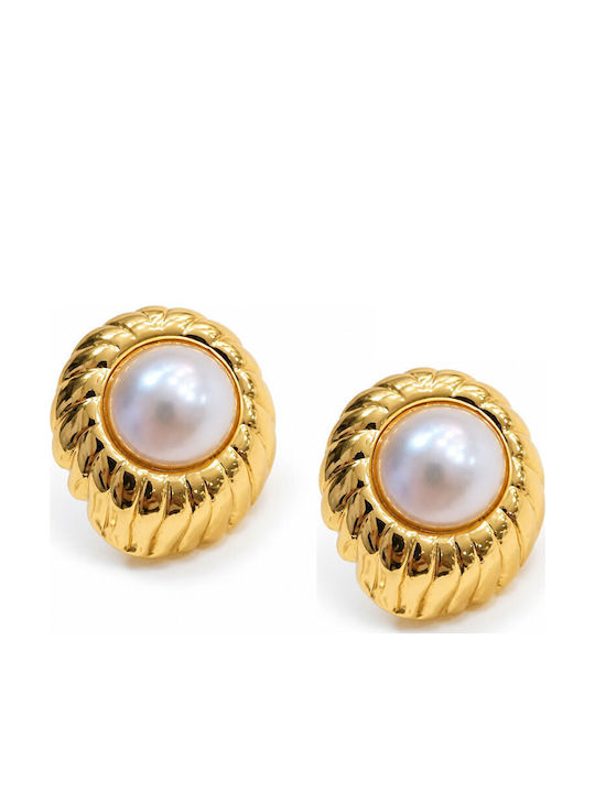 Touch Earrings Made Of Gold Plated Steel With Pearls 36 230 Gold