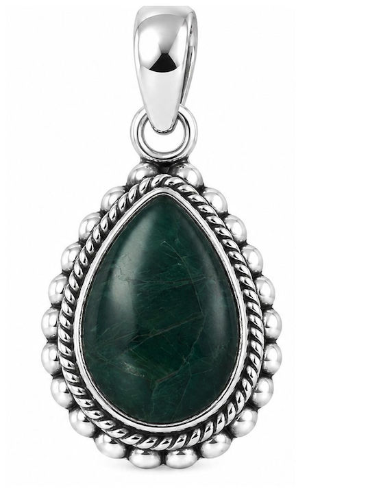 Polytimo Charm Фулактó с камъни с камъни от Сребърен Зелен