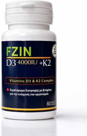 Fzin D3 + K2 Complex Vitamin for Immune Support & Bone Health 4000 IU 60 Capsules