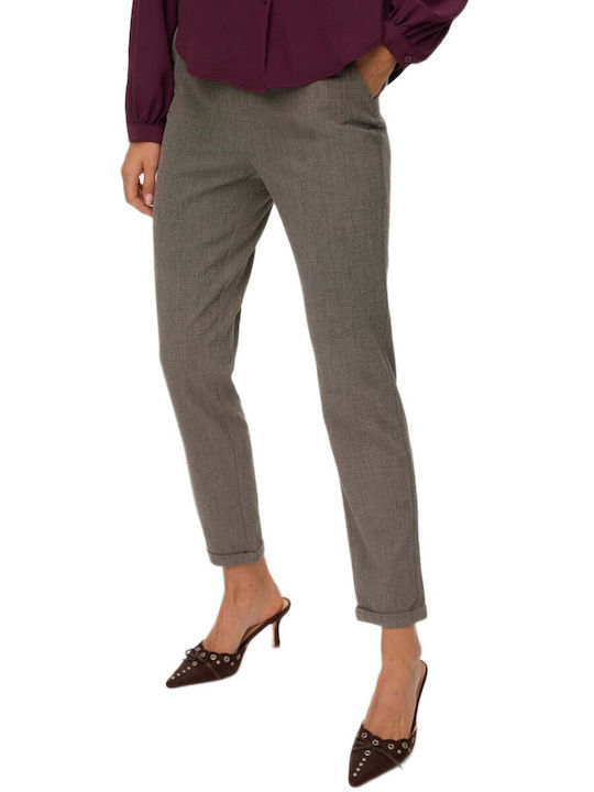 Vero Moda Maya Maya Pantaloni Dama Din Tesatura Cu Elastic Lejer Maro