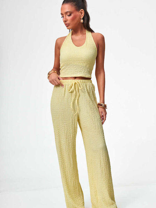 Decoro Set Galben Pentru Femei Cu Pantaloni
