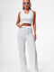 Set Alb Dama cu Pantaloni