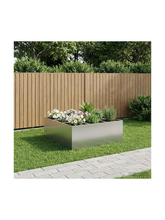 vidaXL Γλάστρα Μεταλλική Ασημί 100x100x40εκ.