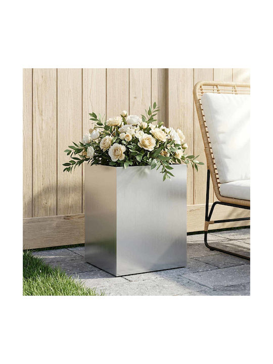 vidaXL Metallischer Blumentopf Silber 40x30x50cm