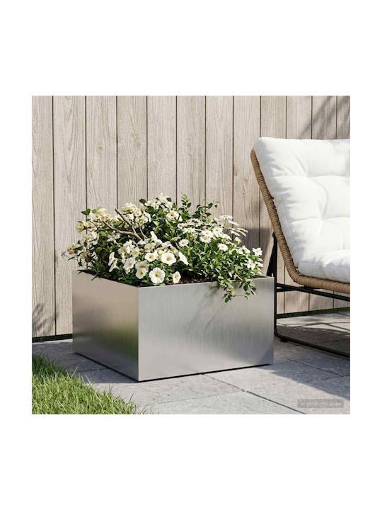 vidaXL Metallic Silver Flower Pot 60x60x30cm