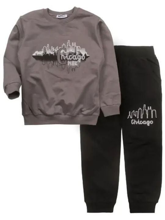Kids Sweatpants Set With Top Grey
