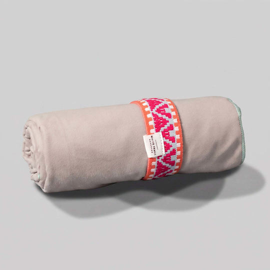 White Fabric Beige Beach Towel 180x100cm