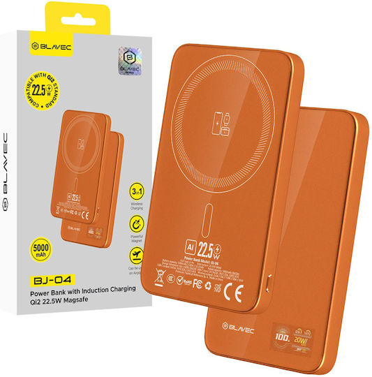 Blavec BJ-04 Ultra Slim MagSafe Power Bank 5000mAh 22.5W Orange