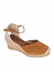 Sommer Damenplattformen in Stil Espadrilles Tabac Braun K5-1010T