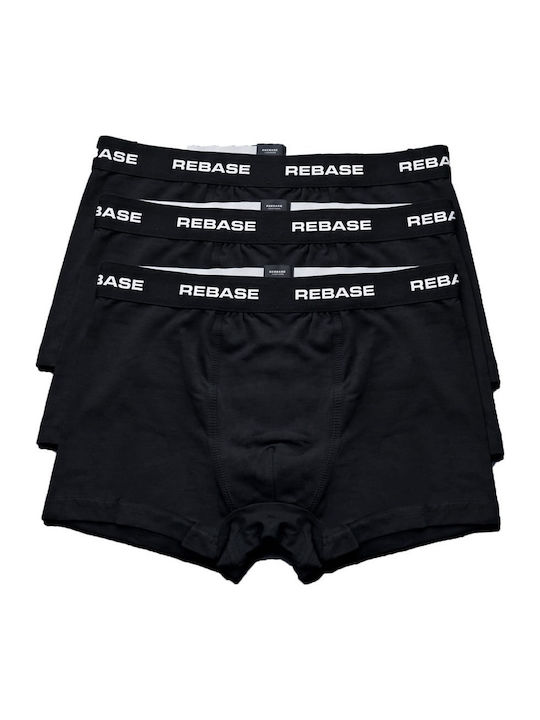 Rebase Herren Boxershorts Black 3er Pack 261RMB-10015-Schwarz