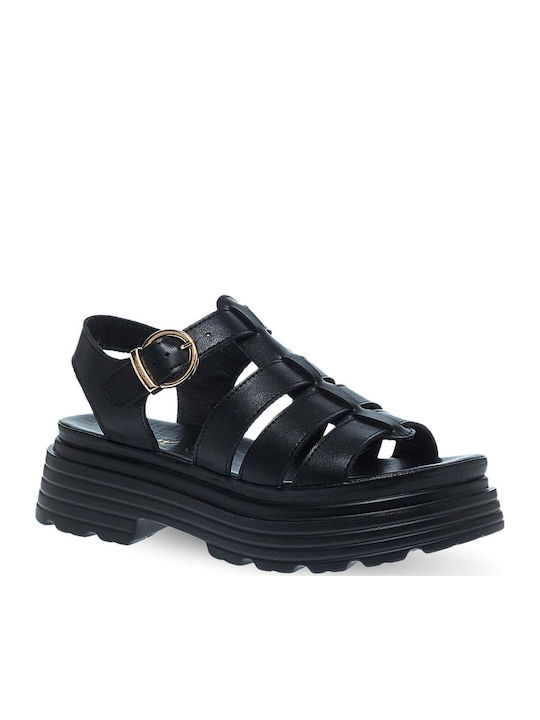 Parex Leather Women's Flat Sandals Black