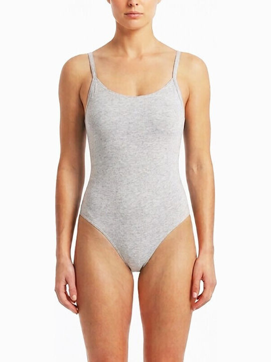 Damen-Bodysuit Feminin Schlank Träger Grau 1114gk