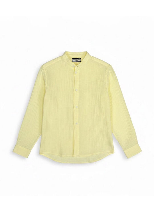 Kids Short-Sleeved Linen Yellow Shirt