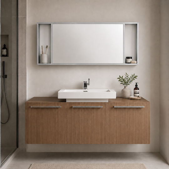 MRShome Oglindă De Perete În Lungime Cu Cadru Argintiu 120x40cm
