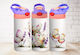 Stainless Steel Cap Kids Water Bottle Butterflies Thermos with Straw Purple 360ml