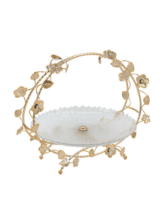 Keskor Decorative Glass Gold Platter 33x27x27cm
