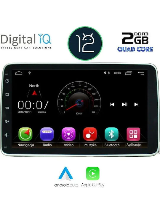 Digital IQ Car Audio System for Fiat Tipo 2019-2023 Bluetooth USB AUX WiFi GPS Apple CarPlay Android Auto with 9" Touch Screen