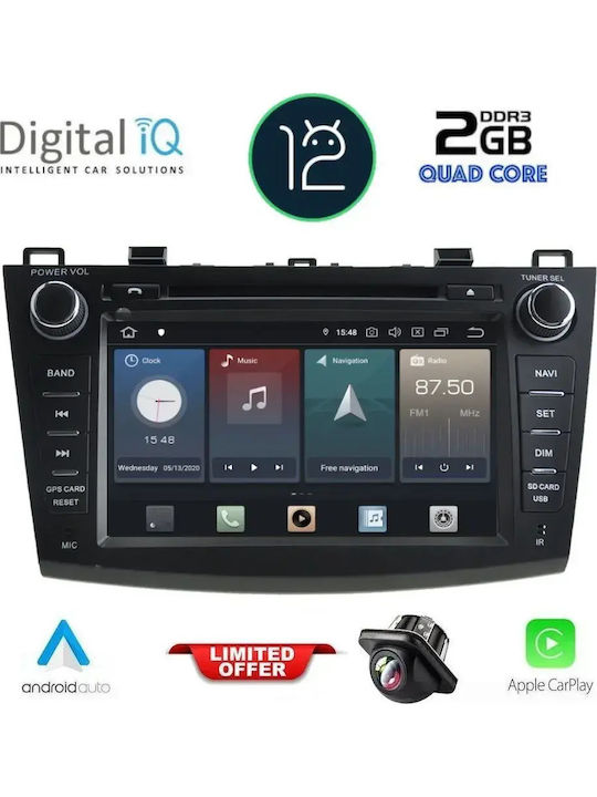 Digital IQ Auto-Audiosystem für Mazda 3 2009-2014 (Bluetooth/USB/Eingebautes Wi-Fi / GPS / Apple CarPlay / Android Auto) mit 8 Zoll Touchscreen