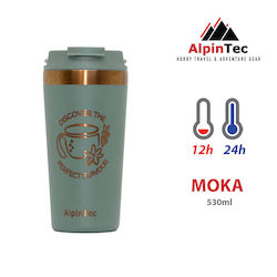 AlpinPro AlpinPro Thermosflasche 530ml Dunkelgrüner Keramikbeschichtung Doppelter Öffnung