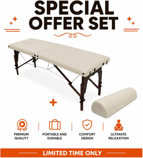 iCosmetics Pro 1 Tragbares Physiotherapie-Bett Beiges Holz 185x60cm