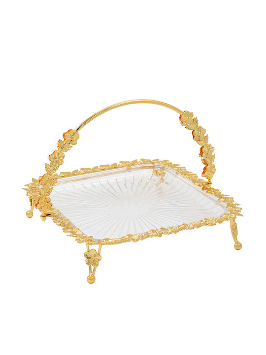 Keskor Glass Gold Cake Stand 29x27x22cm