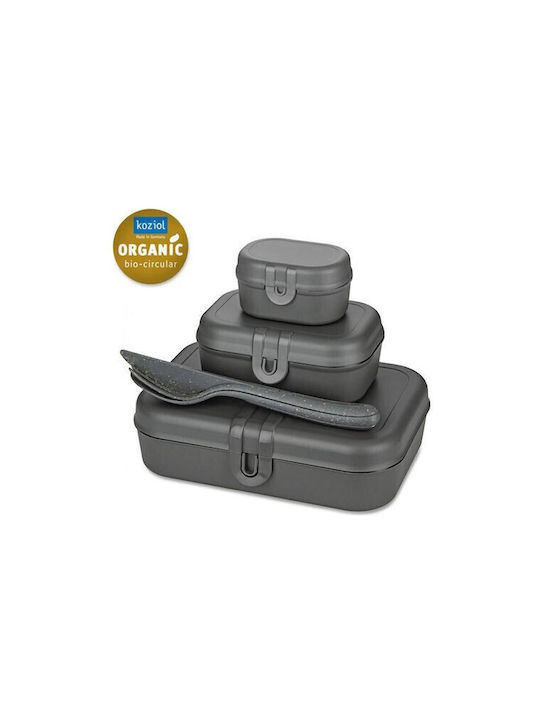 Koziol Set Plastic Grey Lunch Boxes 23x17cm 3 Pieces