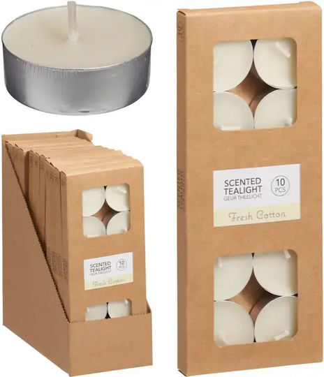 Set 10 Teelichter Weiß Aromatisch Fresh Cotton