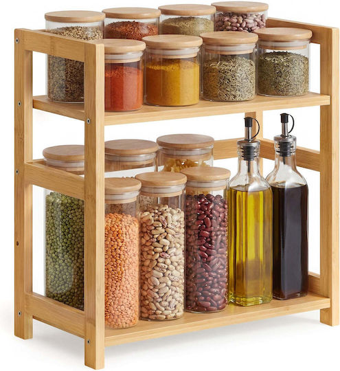 Songmics Regale & Küchenorganisationsständer 2 Ebenen Tischregal Naturbeige Ofs046y101