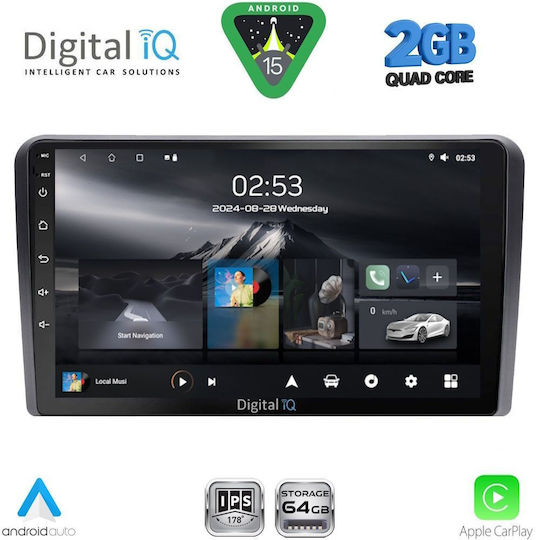 Digital IQ Ηχοσύστημα Αυτοκινήτου για Fiat Panda 2003-2012 (Bluetooth/USB/WiFi/GPS/Apple-Carplay/Android-Auto) με Οθόνη Αφής 9"