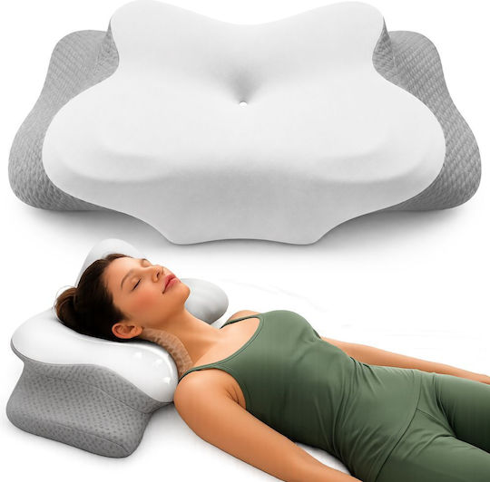 Pernă medicală pentru gât Memory Foam 62x37x9cm Gri