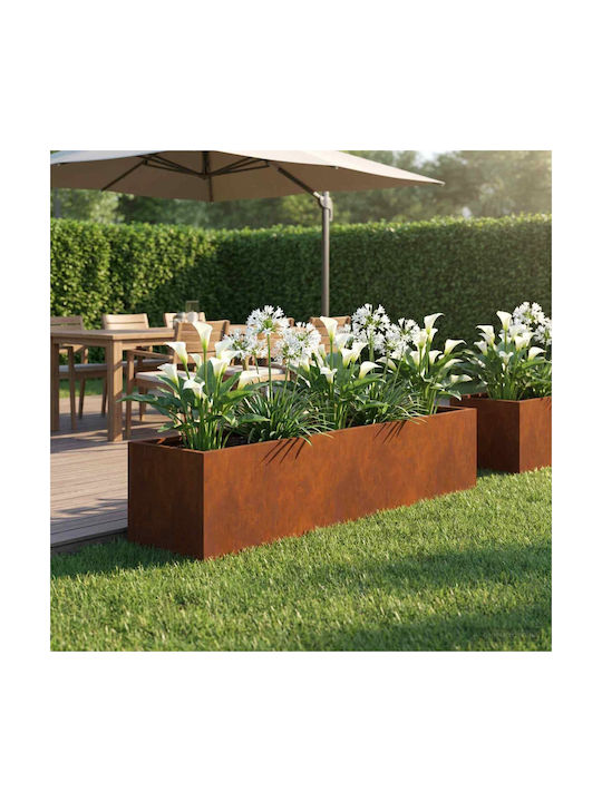 vidaXL Метална Саксия За Цветя Rusty 100x20x20см