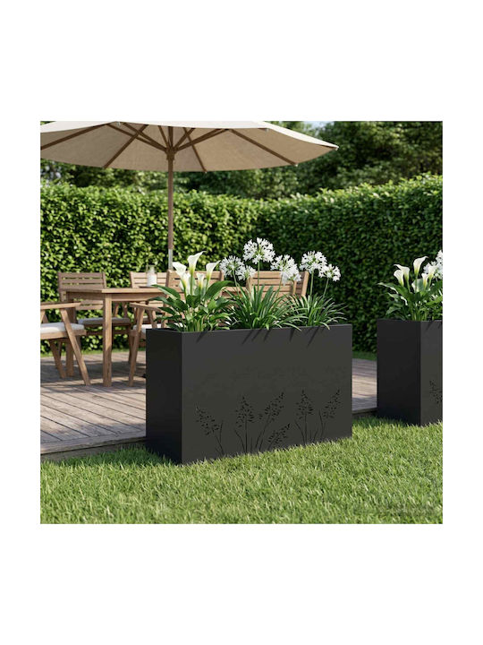 vidaXL Garden Metal Black Flower Pot 80x30x49cm