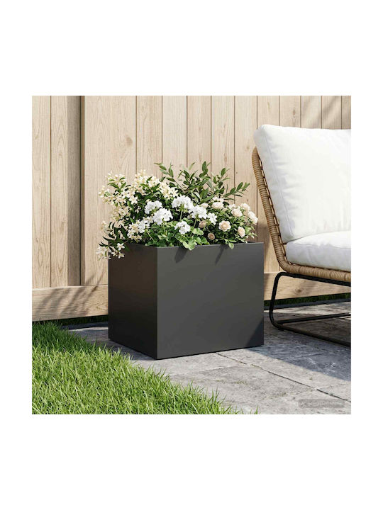 vidaXL Garden Metal Flower Pot Black 40x30x30cm