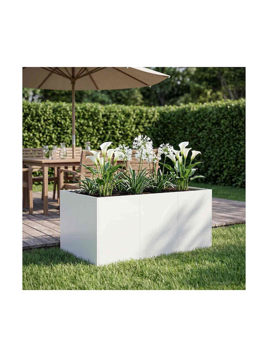 vidaXL Metallischer Weißer Blumentopf 120x80x60cm
