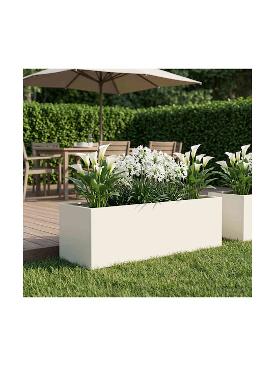 vidaXL Metallic White Flower Pot 100x30x30cm
