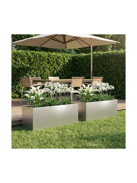vidaXL Set of 2 Metallic Silver Flower Pots 30cm
