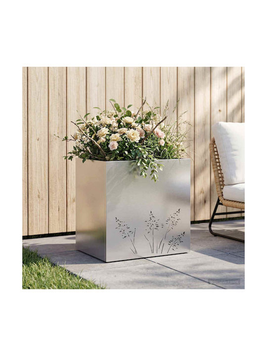 vidaXL Metallic Silver Flower Pot 50x30x49cm
