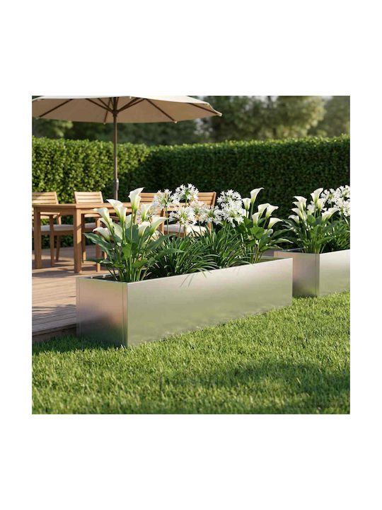 vidaXL Ghiveci Metalic Argintiu 80x20x20 cm