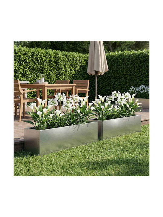 vidaXL Set of 2 Metallic Silver Flower Pots