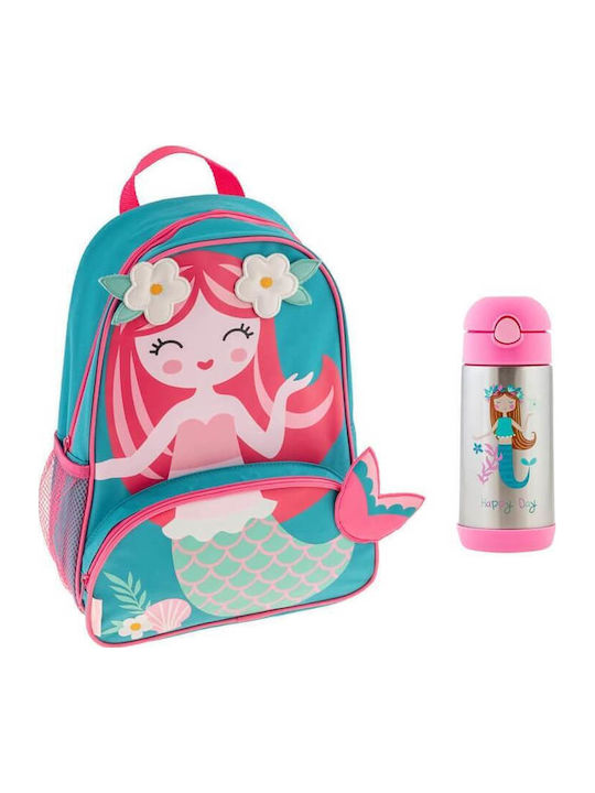 Stephen Joseph Mermaid Backpack Stainless Steel Water Bottle School Set 28 x 11.5 x 34cm