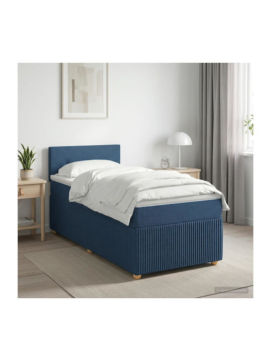 Einzelbett Mit Stoffbezug Blau Mit Lattenrost &...