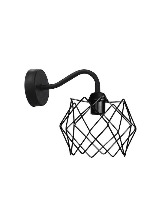 Heronia Wall Lamp with E27 Bulb Base Black 25cm