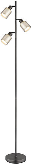 Globo Lighting Floor Lamp Height 161cm with Lamp Bulb Base E14 Grey