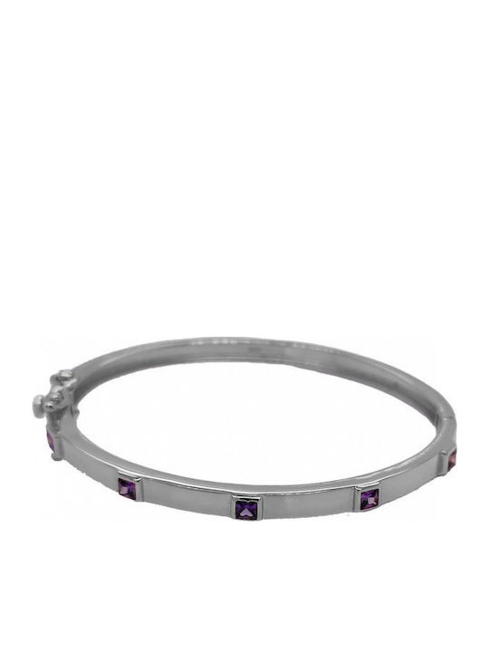 Mertzios.gr Women's Silver Handcuff Bracelet with Zircon