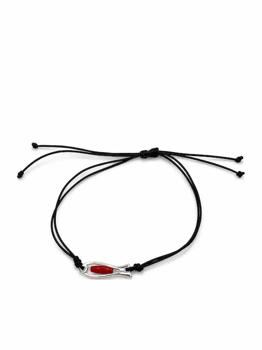 Bratari Argintiu Handmade Pentru Femei Coral & Pește Silverline 0230996008/roșu Coral Macrame Negru Handmade Pește Argintiu Alb 0230996008